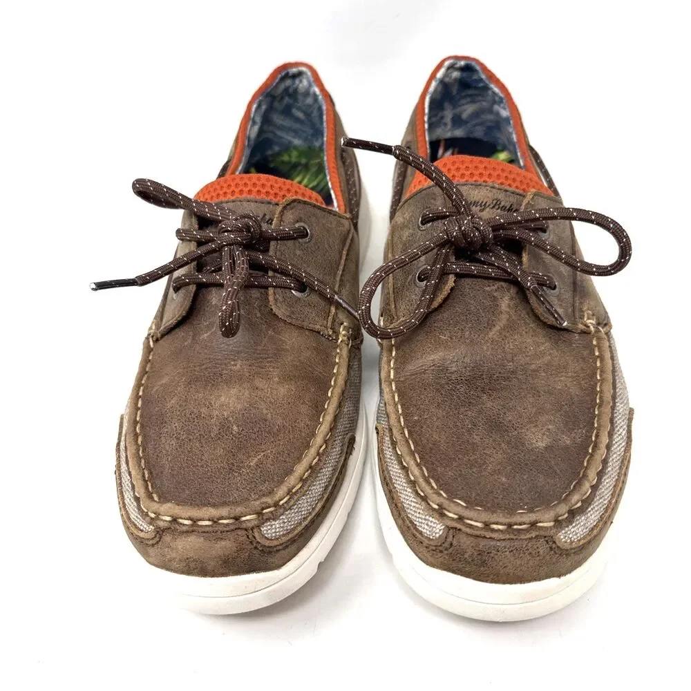 Tommy Bahama On Par Spectator Boat Deck Shoe Mens Sz 12 Brown Leather Tropical
